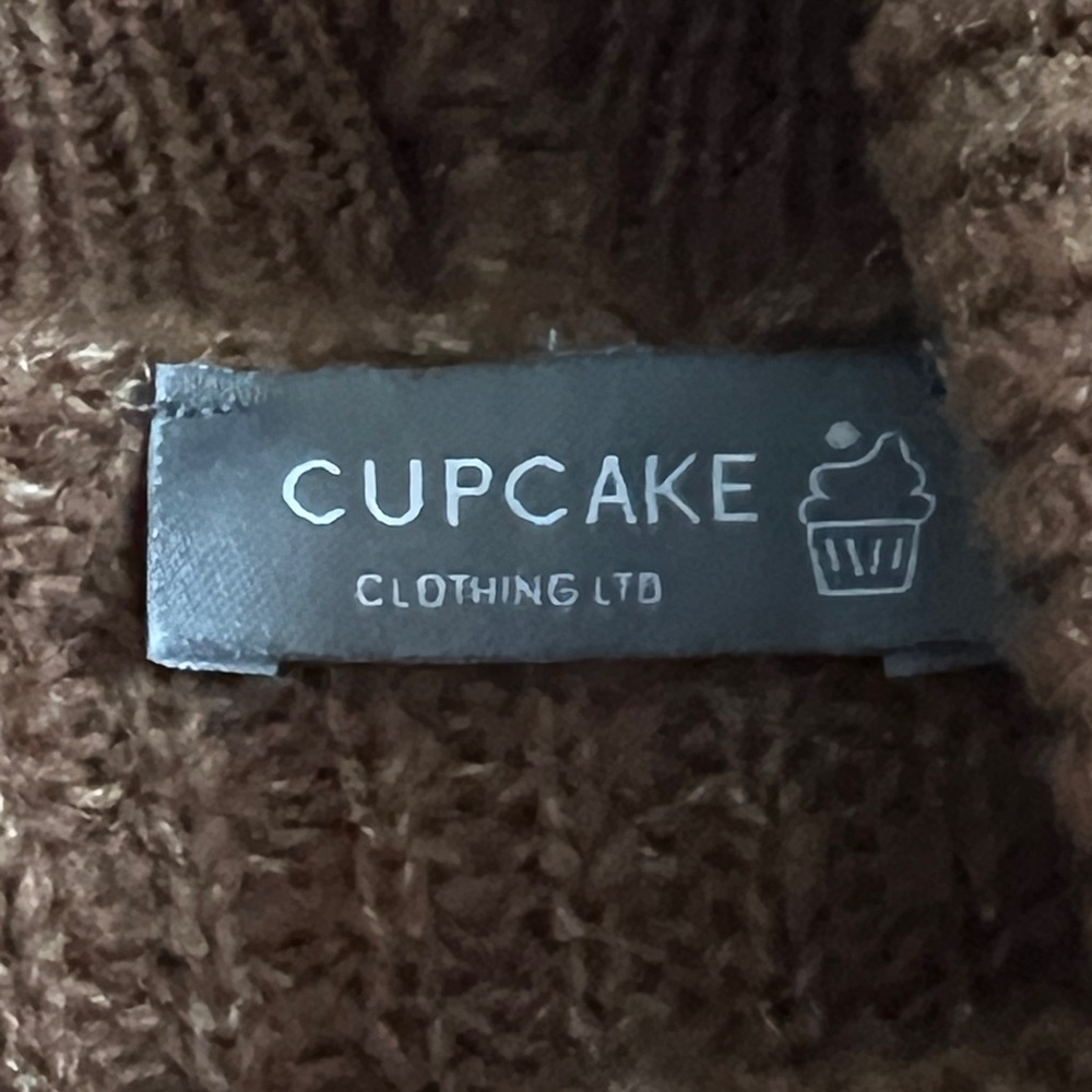 NWOT Camel Brown CUPCAKE CLOTHING Turtleneck Sweater M Balloon Sleeve Cozy Knit - Picture 7 of 10